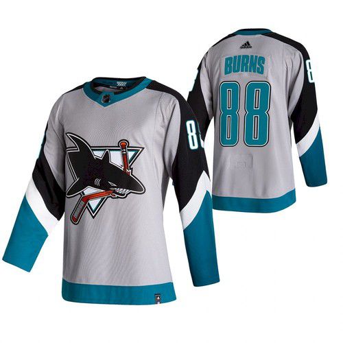 Men San Jose Sharks #88 Burns White NHL 2021 Reverse Retro jersey->san jose sharks->NHL Jersey